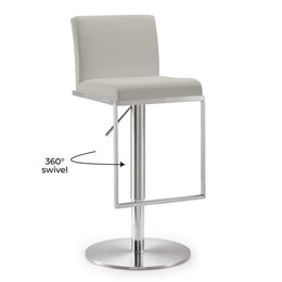 Amalfi Light Grey Vegan Leather Stool - UK