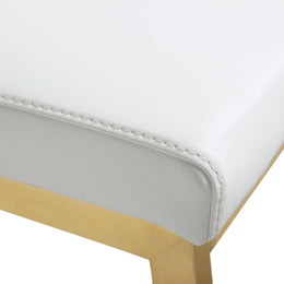 Parma White Performance Vegan Leather and Gold Steel Counter Stool - Set of 2