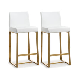 Denmark White Gold Steel Counter Stool - Set of 2 - UK