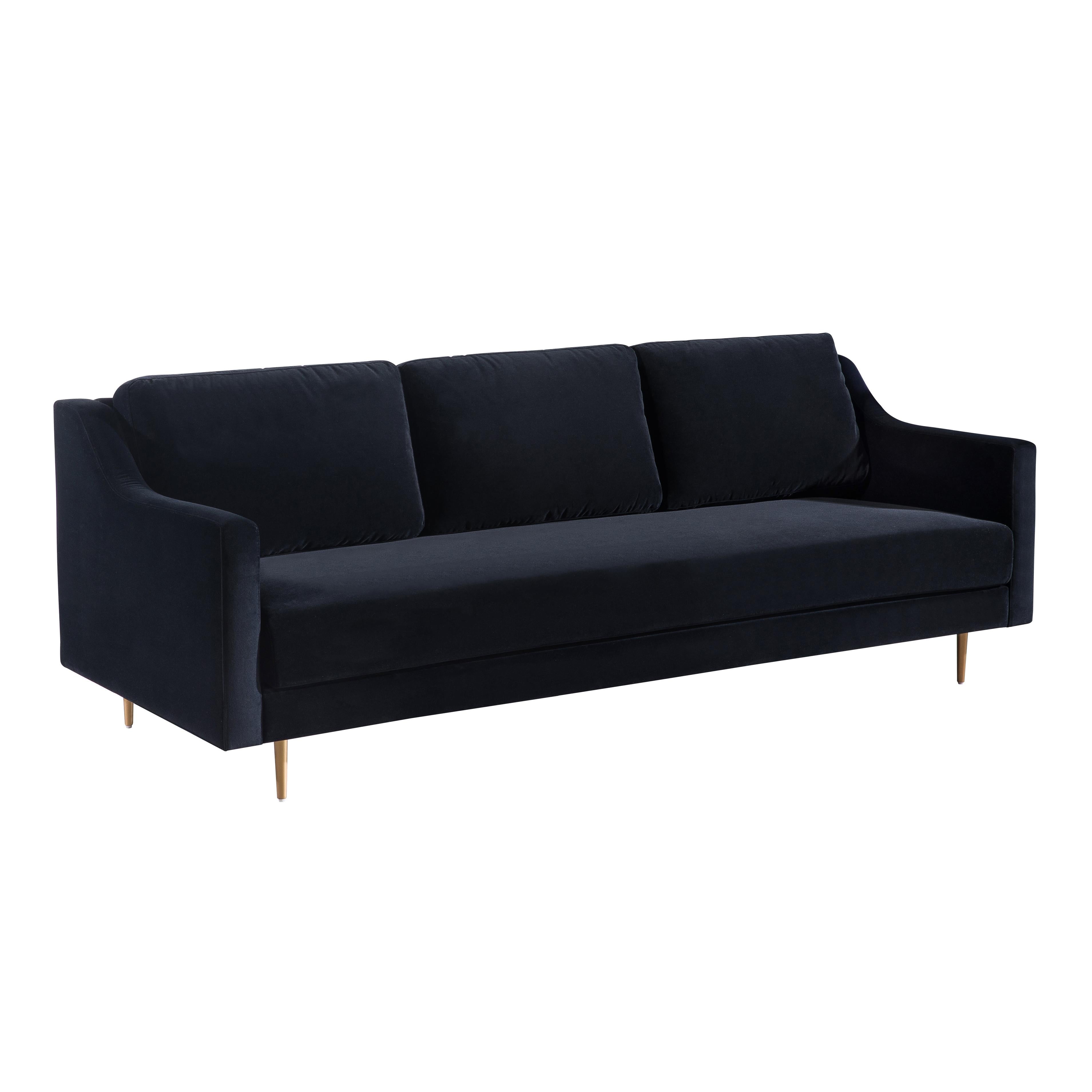 Milan Black Velvet Sofa