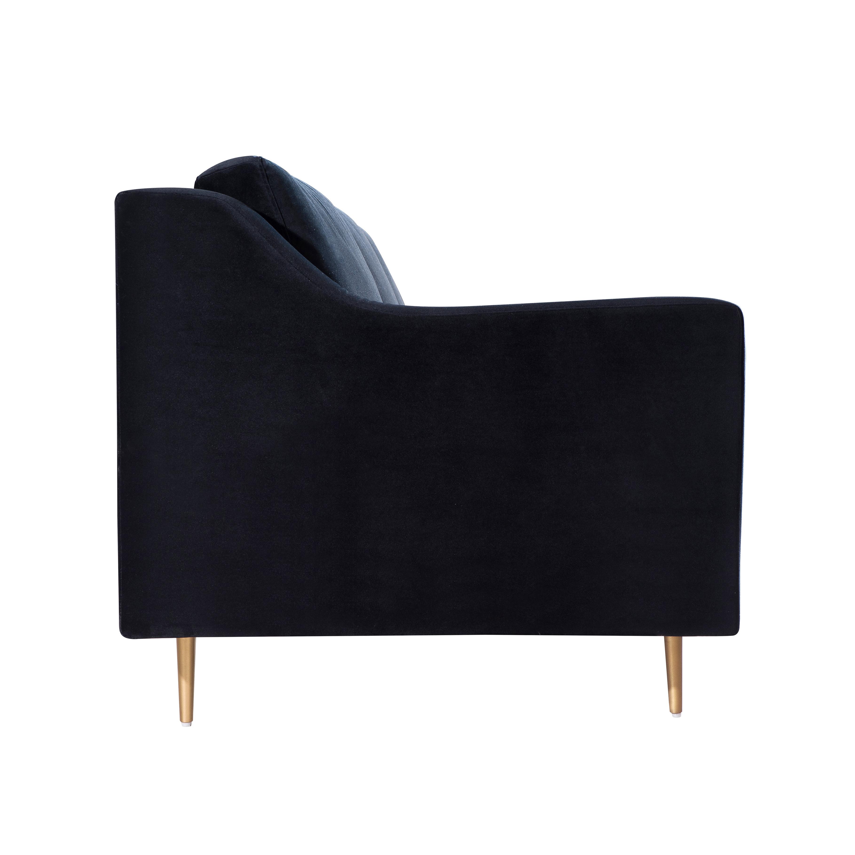 Milan Black Velvet Sofa