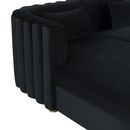 Callie Black Velvet Sectional - LAF