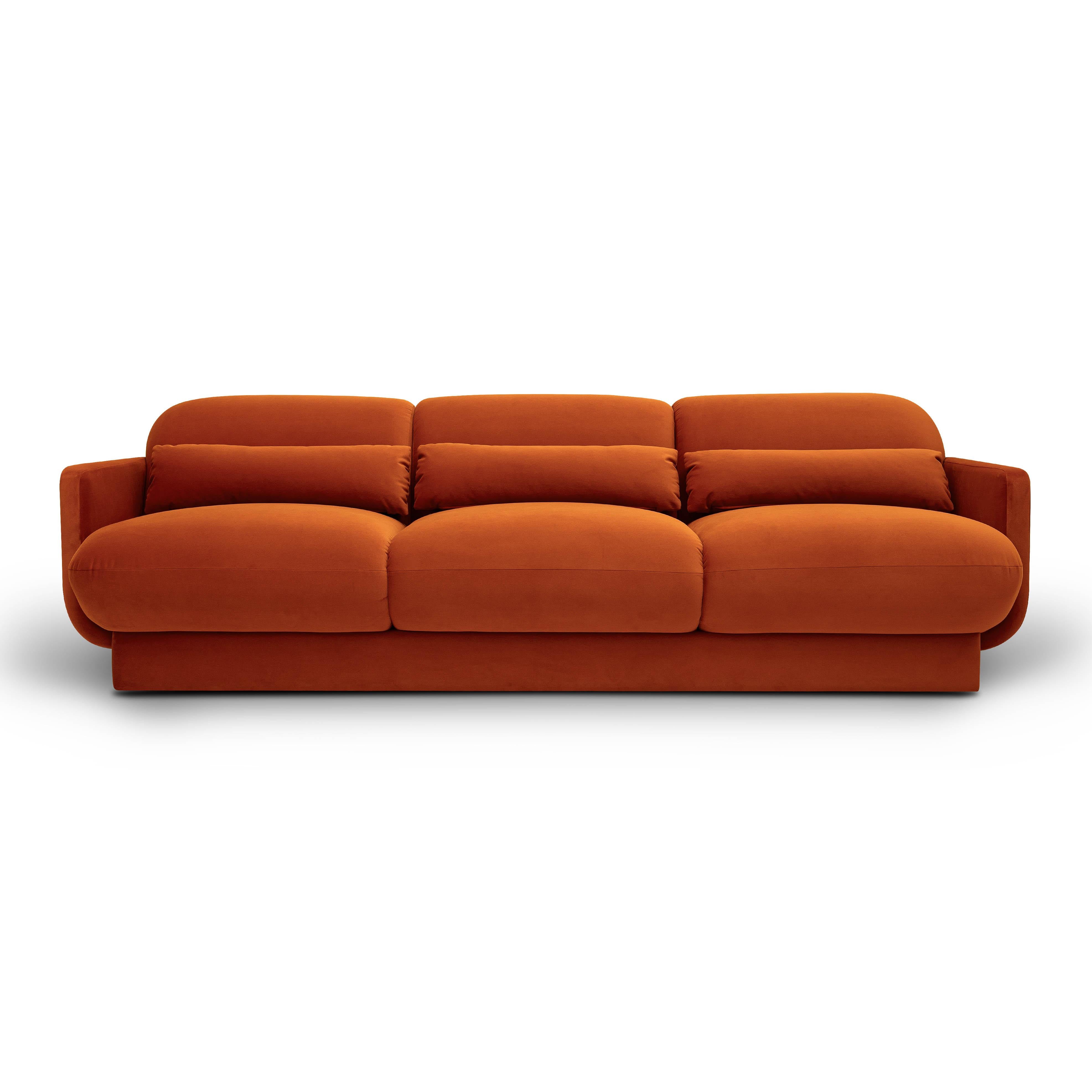 Azalea Rust Orange Velvet Sofa