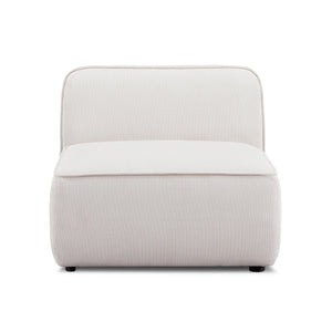 Travie White Sand Performance Corduroy Velvet Armless Chair