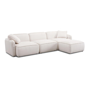 Travie White Sand Performance Corduroy Velvet 4-Piece Modular Sectional