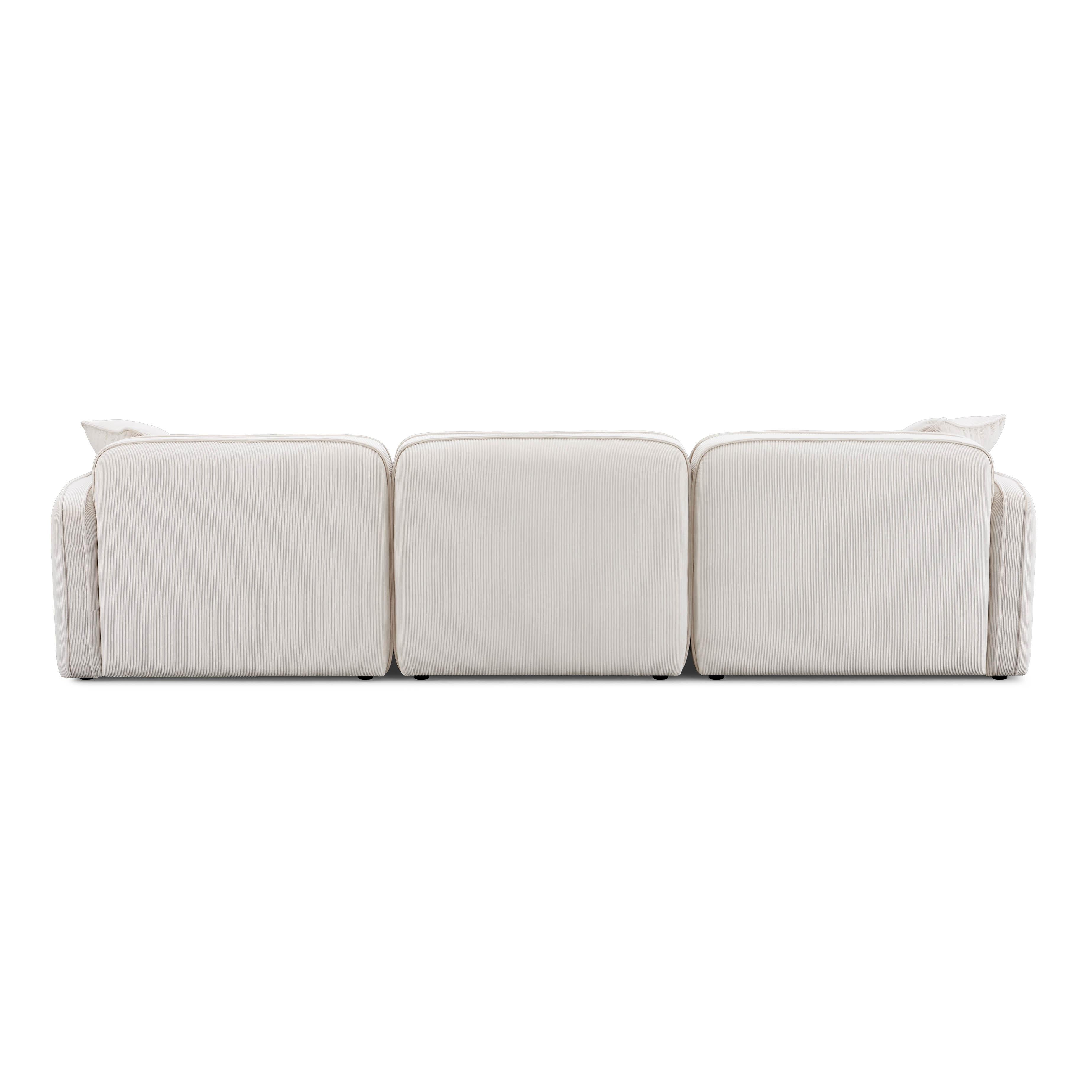 Travie White Sand Performance Corduroy Velvet Modular Sofa