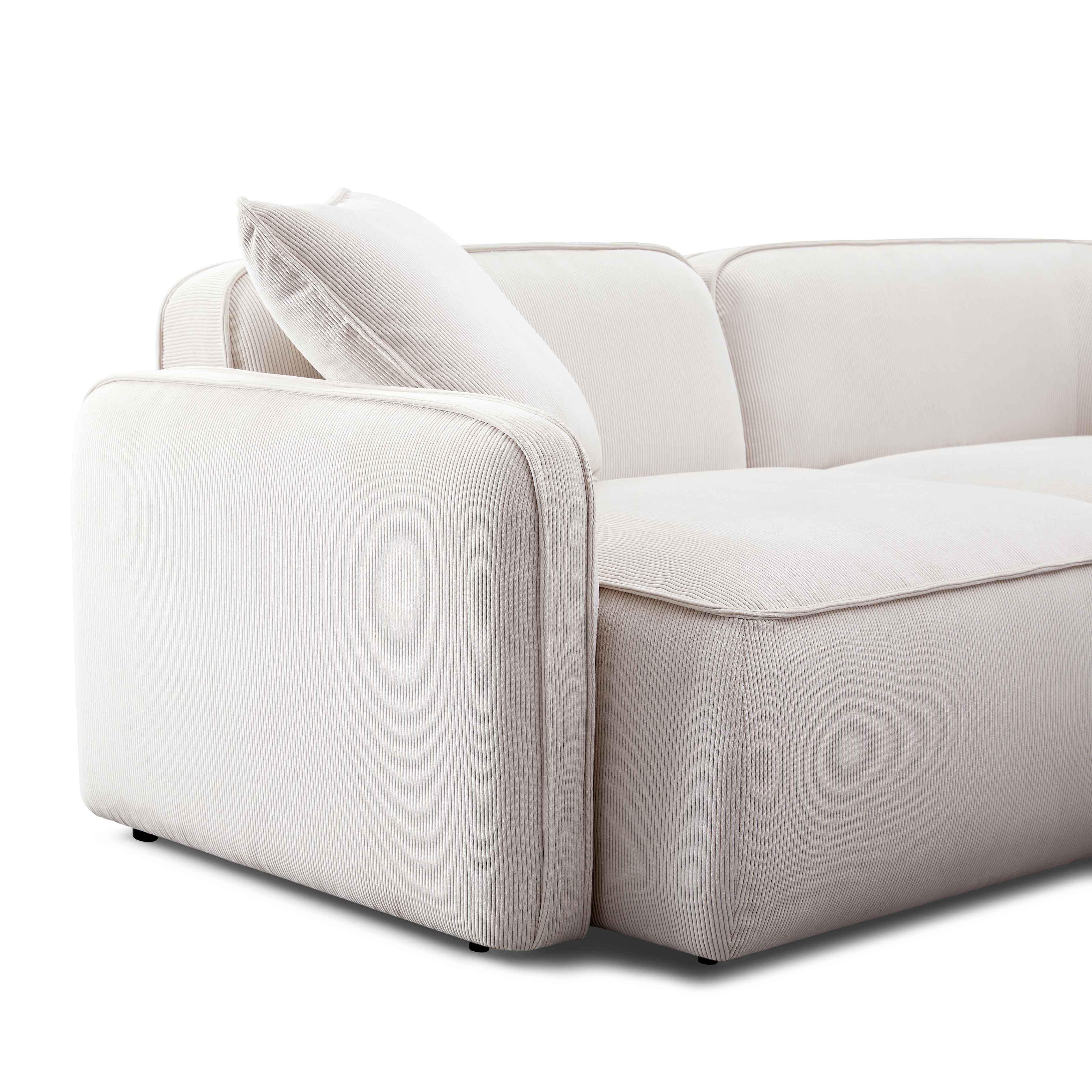 Travie White Sand Performance Corduroy Velvet Modular Sofa