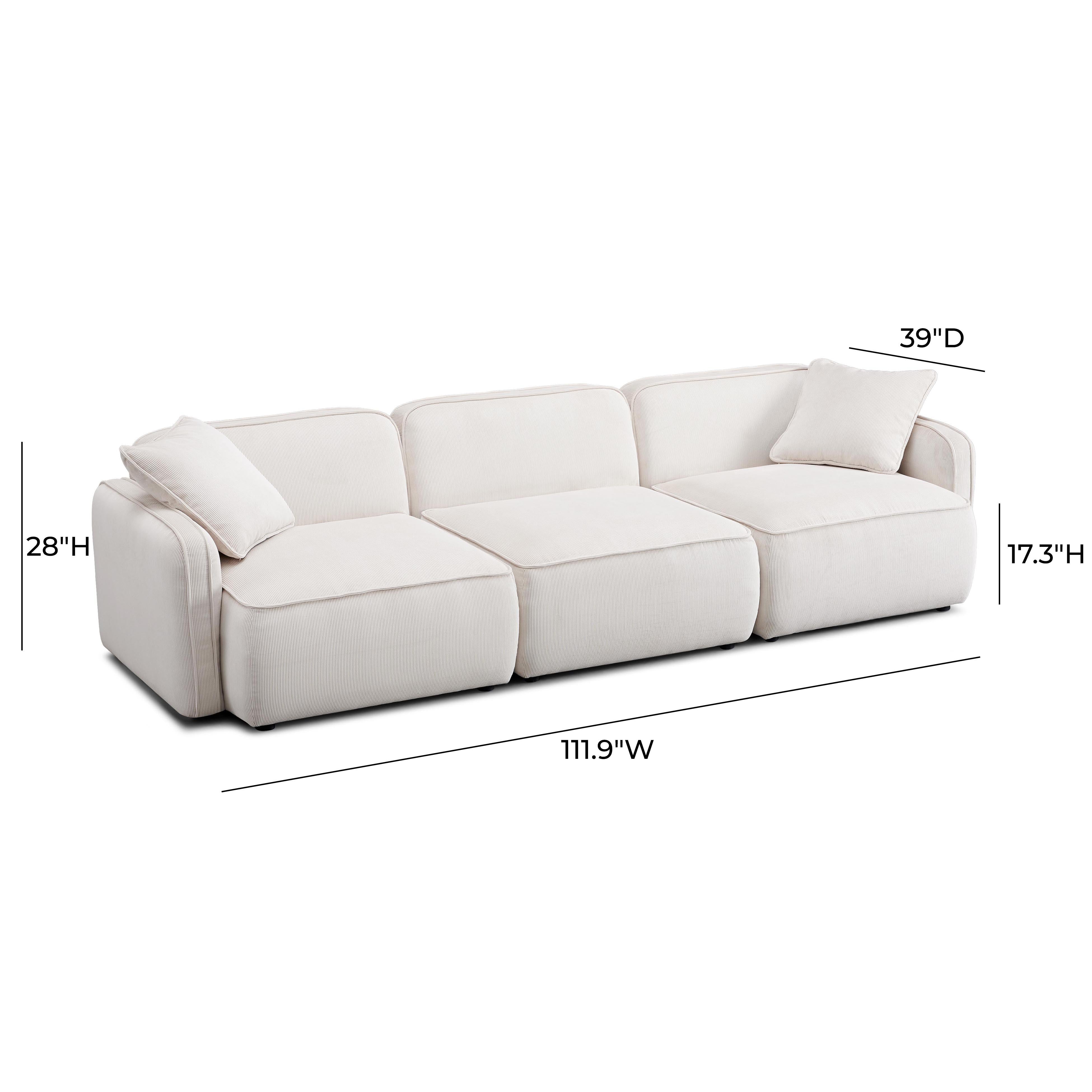 Travie White Sand Performance Corduroy Velvet Modular Sofa
