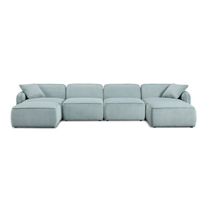 Travie Sea Foam Performance Corduroy Velvet 6-Piece Modular U-Sectional