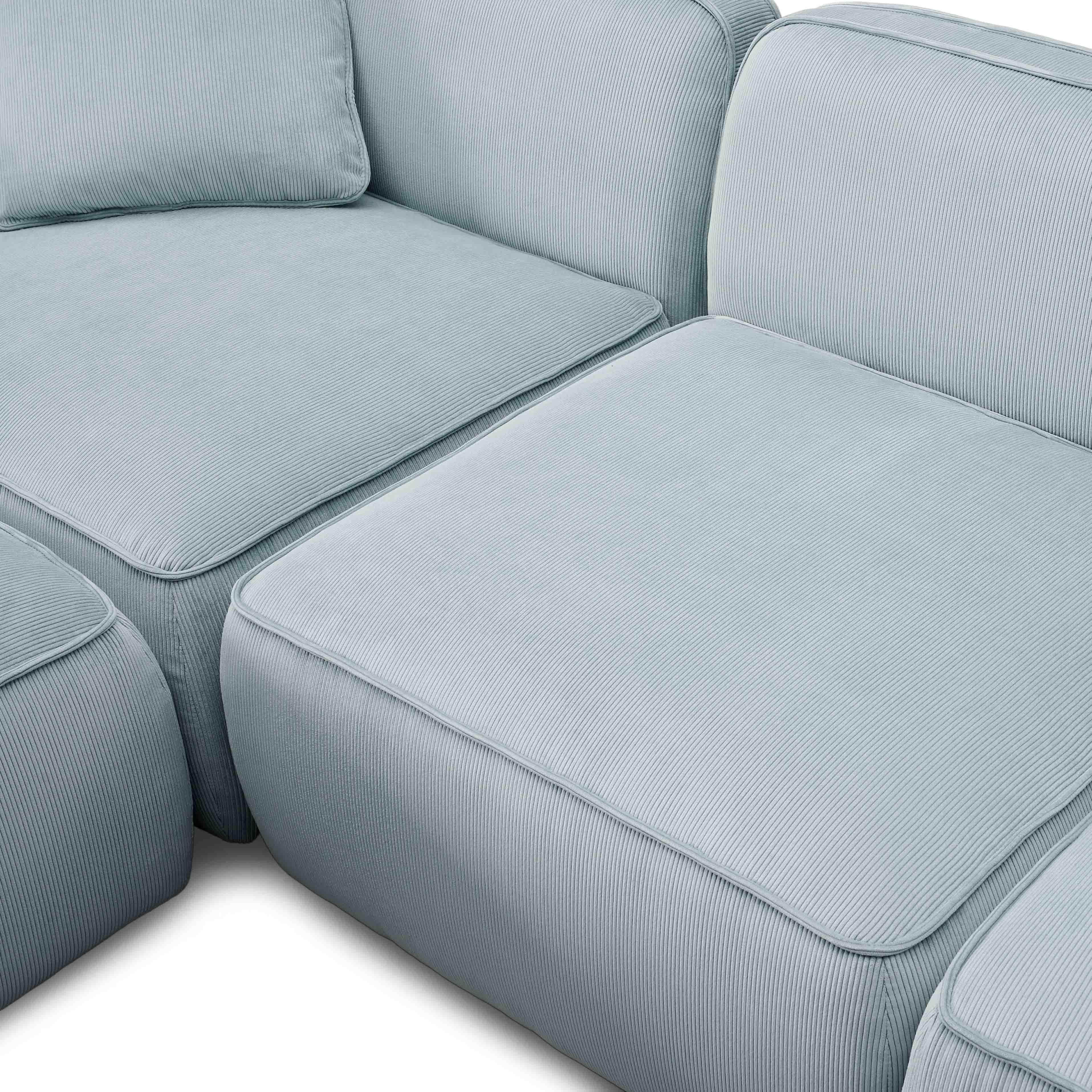 Travie Sea Foam Performance Corduroy Velvet 6-Piece Modular U-Sectional