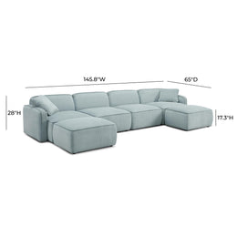 Travie Sea Foam Performance Corduroy Velvet 6-Piece Modular U-Sectional