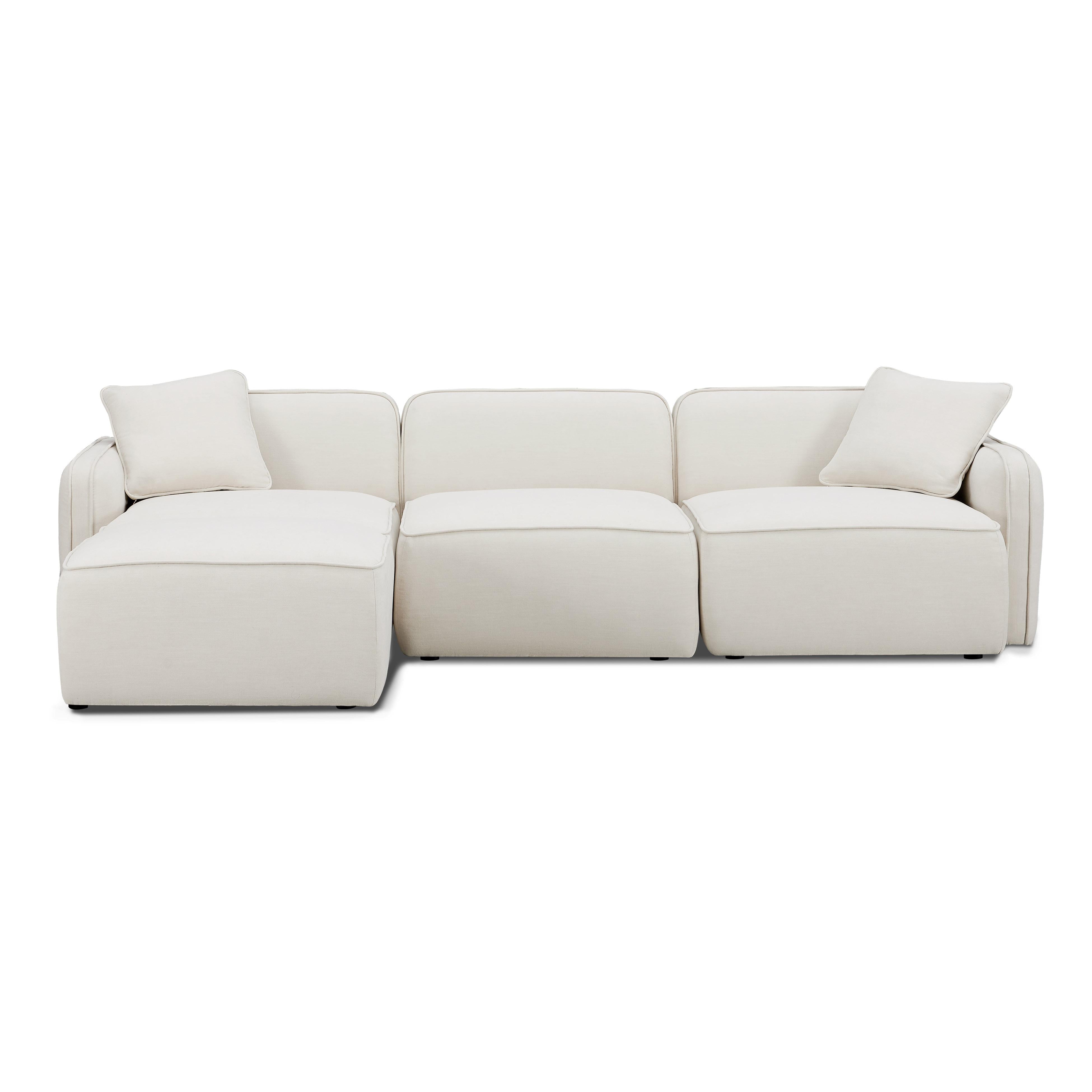 Travie Sand Upcycled Linen 4-Piece Modular Sectional