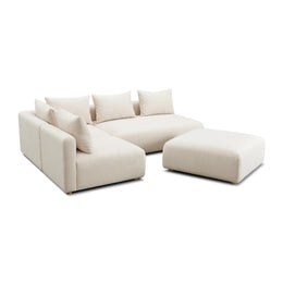 Hangover Cream Heavy Textured Fabric 4-Piece Modular Chaise Sectional