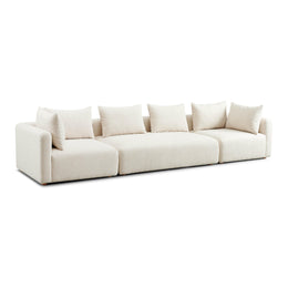 Hangover Cream Heavy Textured Fabric 145" Long Sofa
