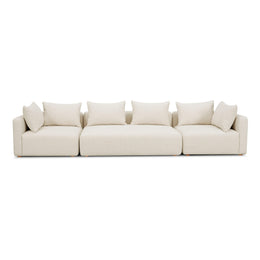 Hangover Cream Heavy Textured Fabric 145" Long Sofa