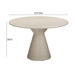 Fern Beige Textured Faux Plaster Concrete Indoor / Outdoor Round Dining Table