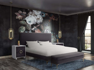 Delilah Grey Velvet Bench