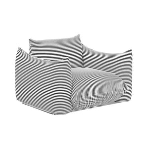 Saint Tropez Pearl and Black Striped Stuffed Outdoor Armchair - UK