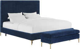 Delilah Navy Textured Velvet Bench