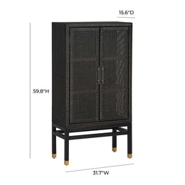 Amara Charcoal Woven Rattan Cabinet