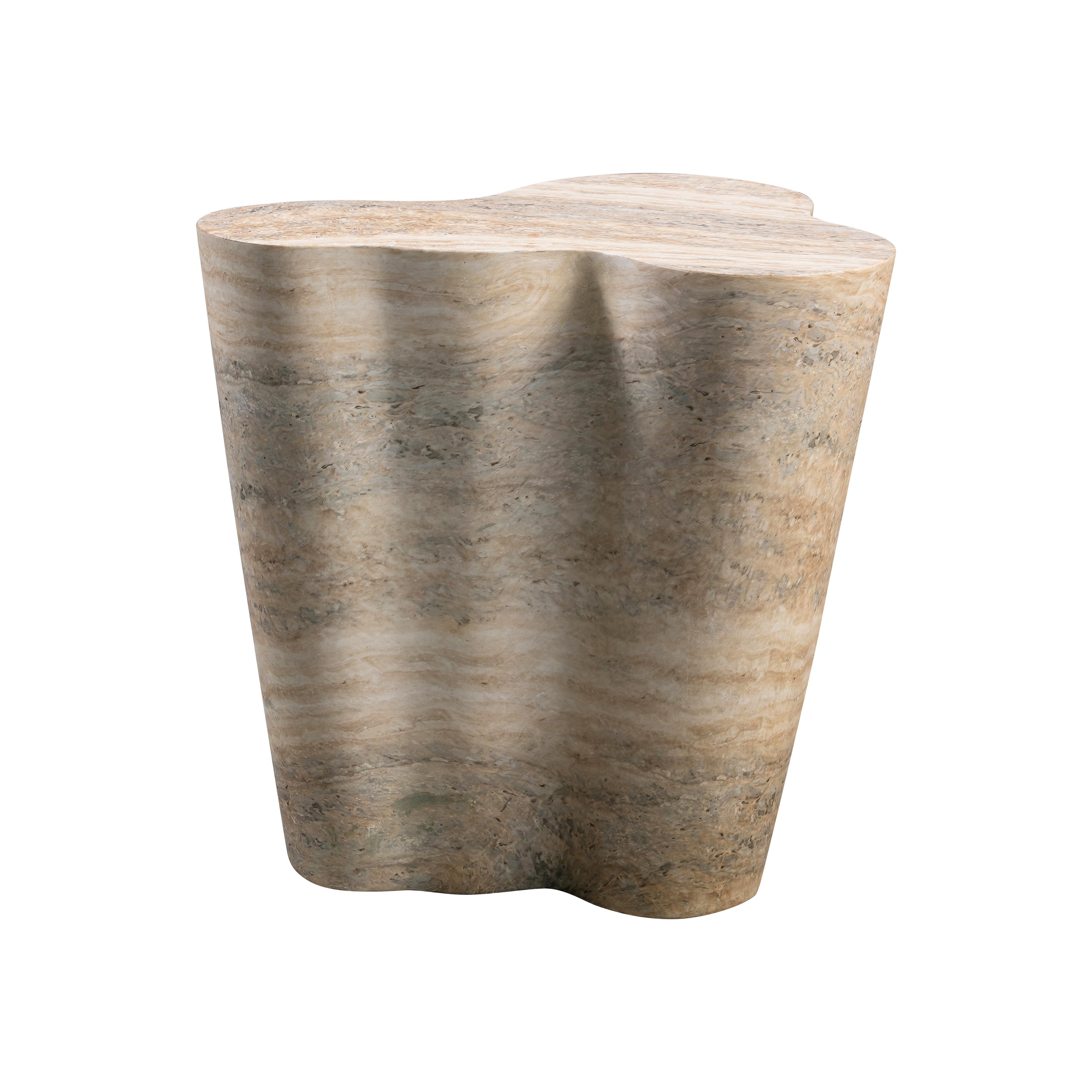 Slab Faux Travertine Tall Side Table - UK