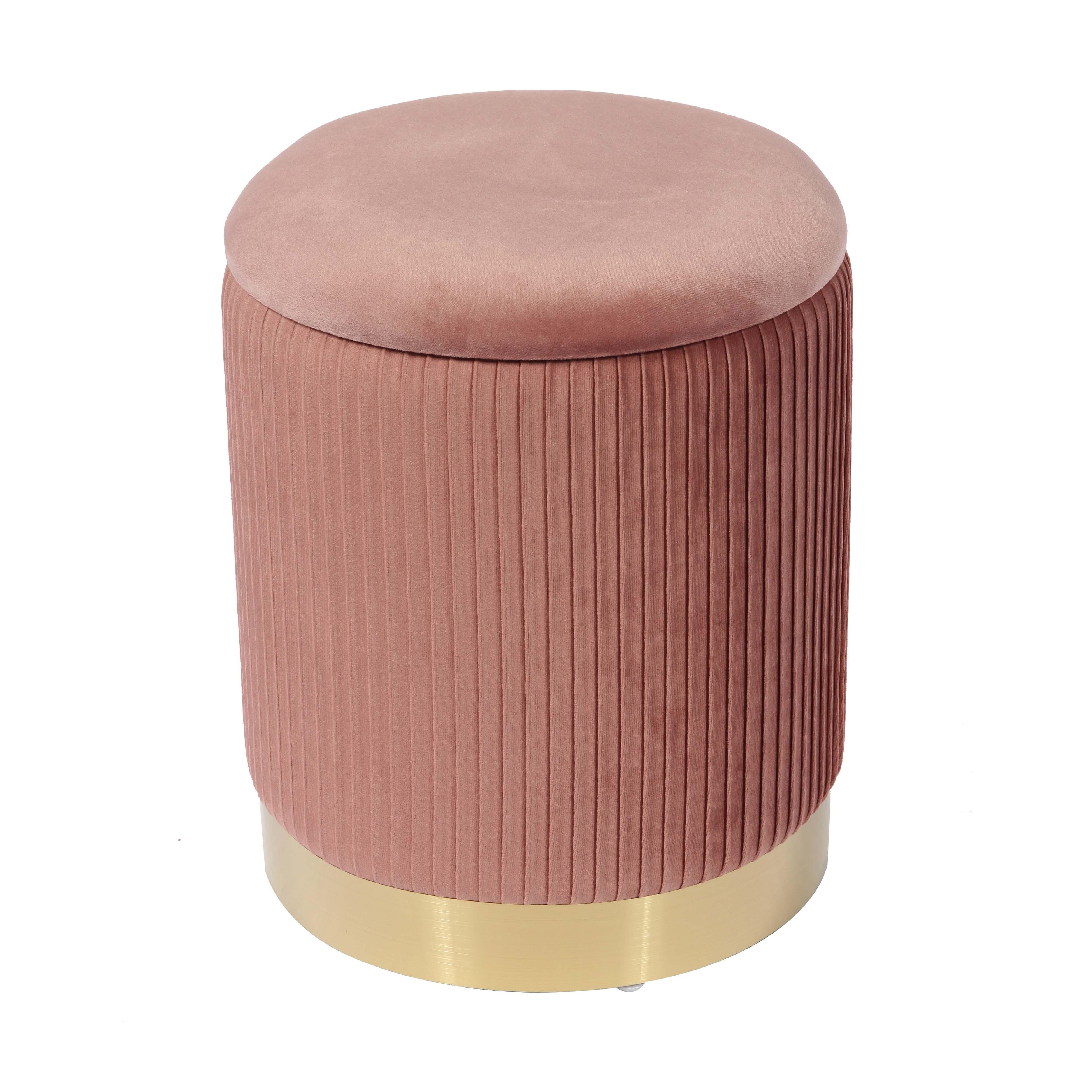 Zoe Blush Velvet Storage Ottoman