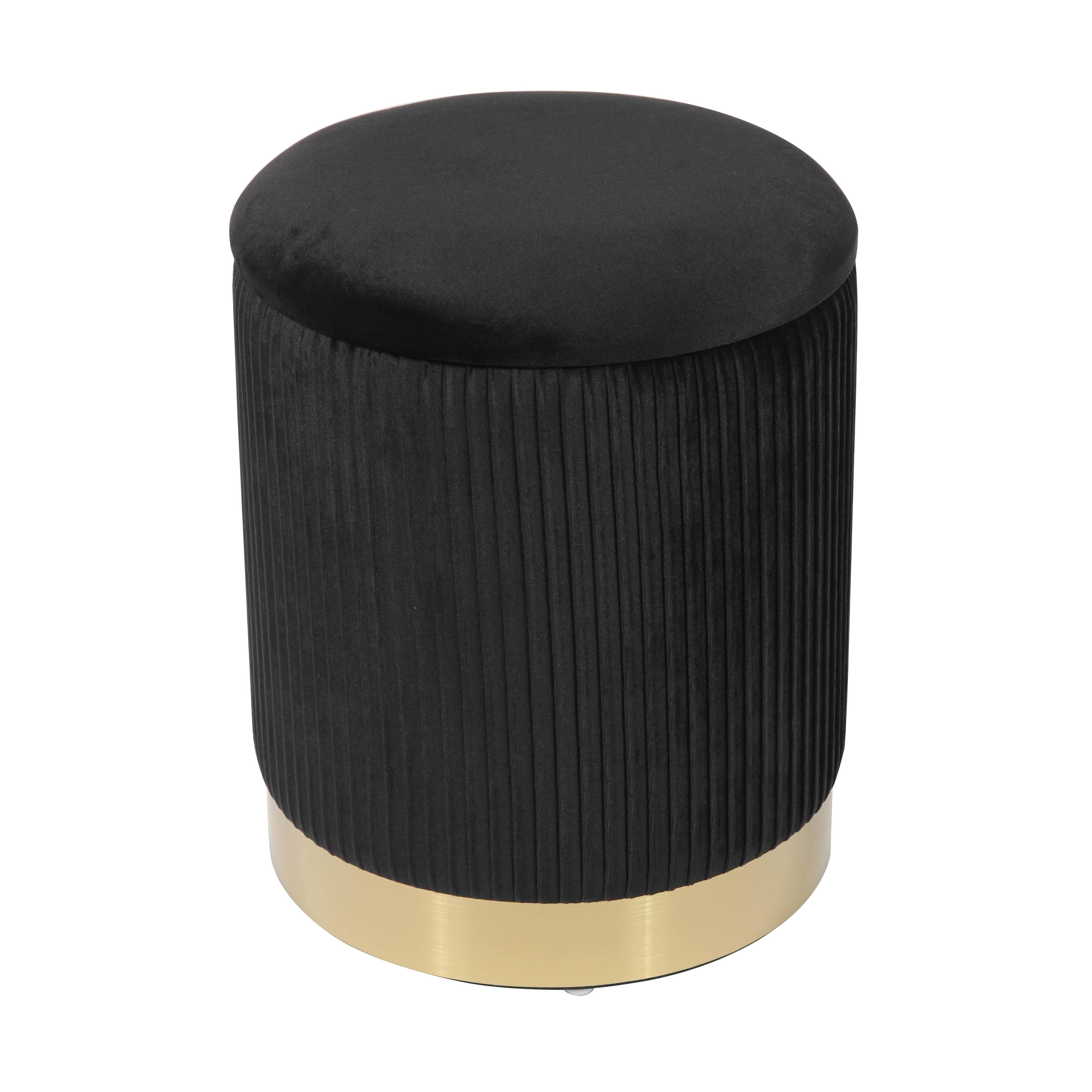Zoe Black Velvet Storage Ottoman