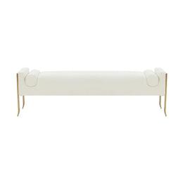 Ines Cream Textured Velvet Bench