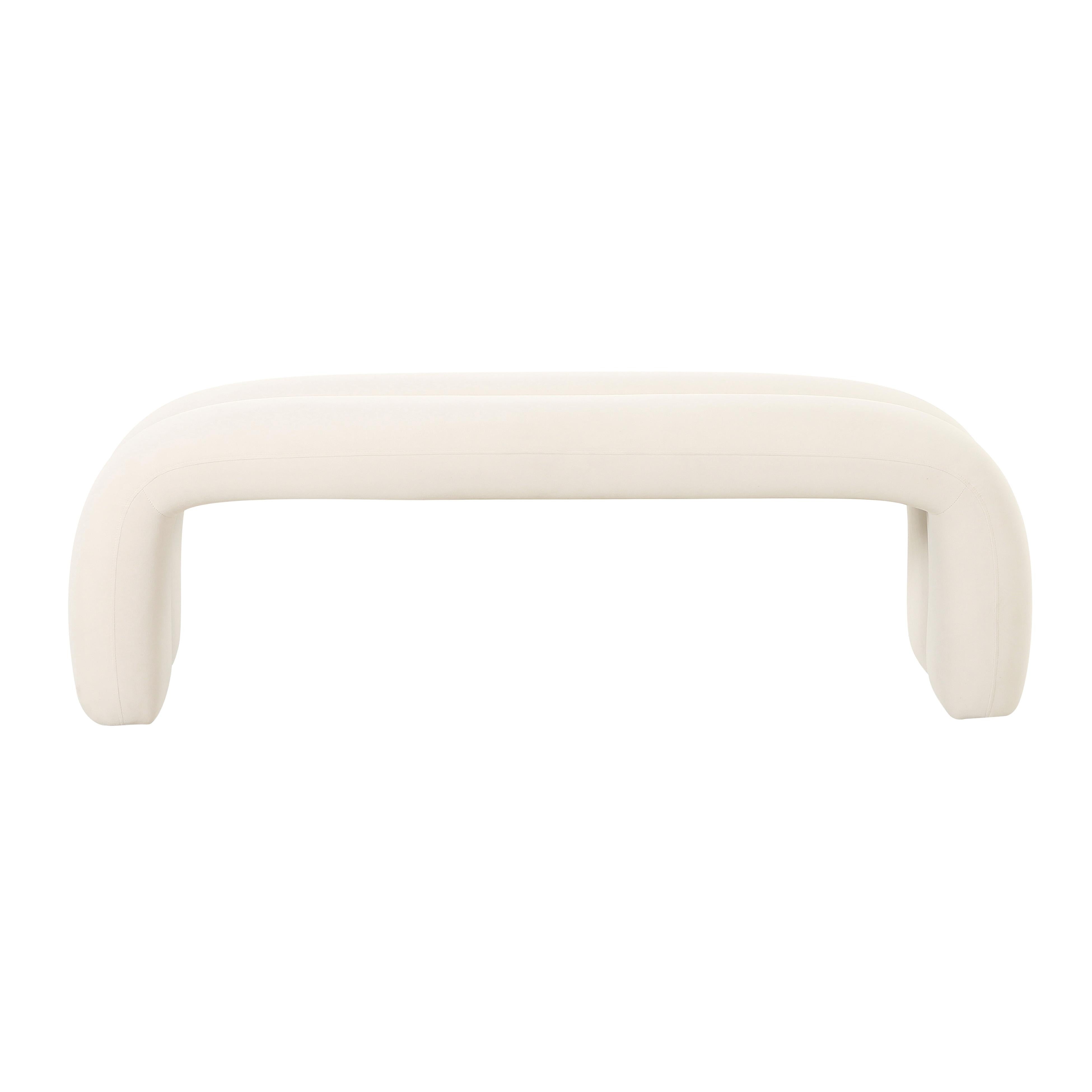 Leigh Cream Velvet Channeled Bench - UK