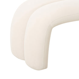 Leigh Cream Velvet Channeled Bench - UK