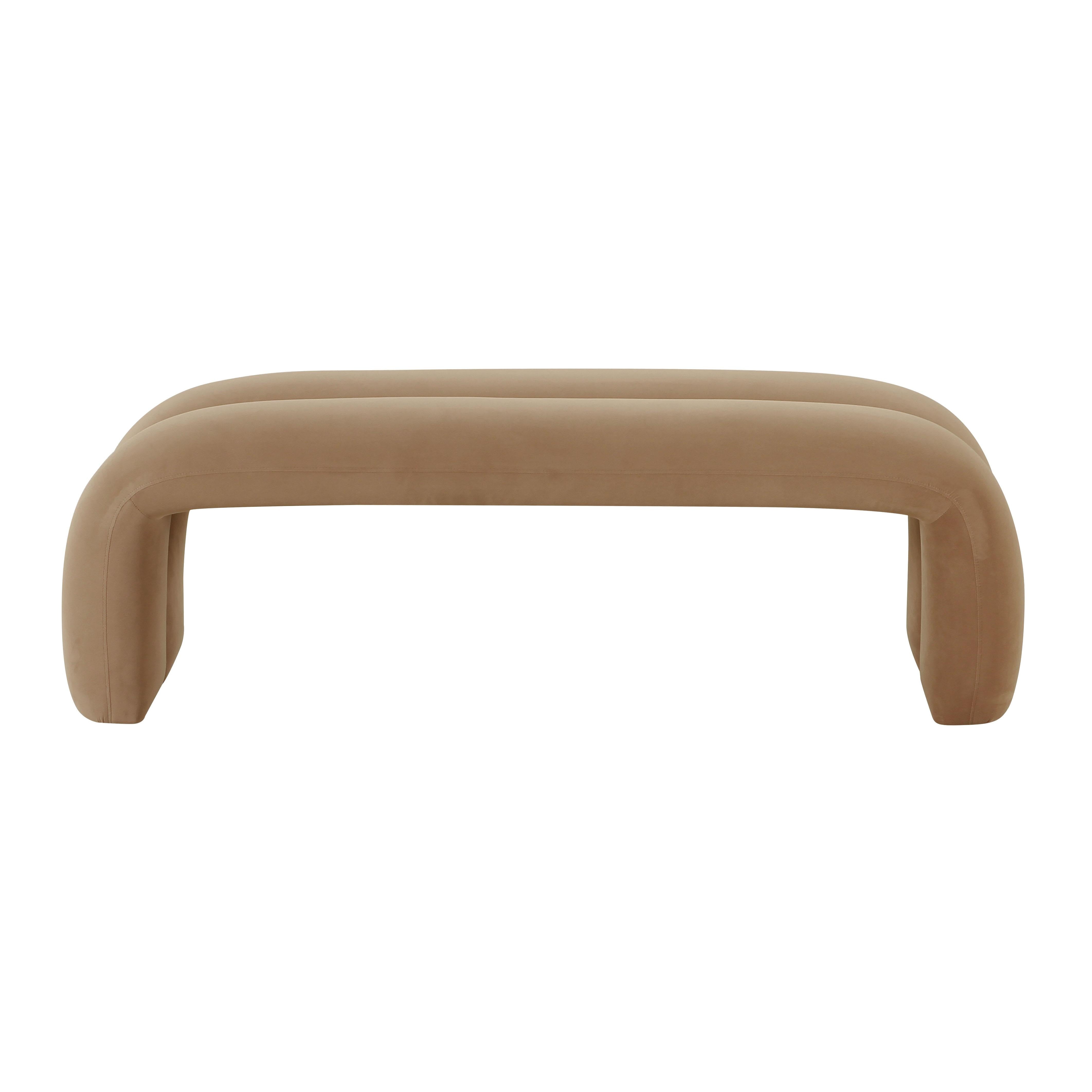 Leigh Taupe Velvet Channeled Bench - UK