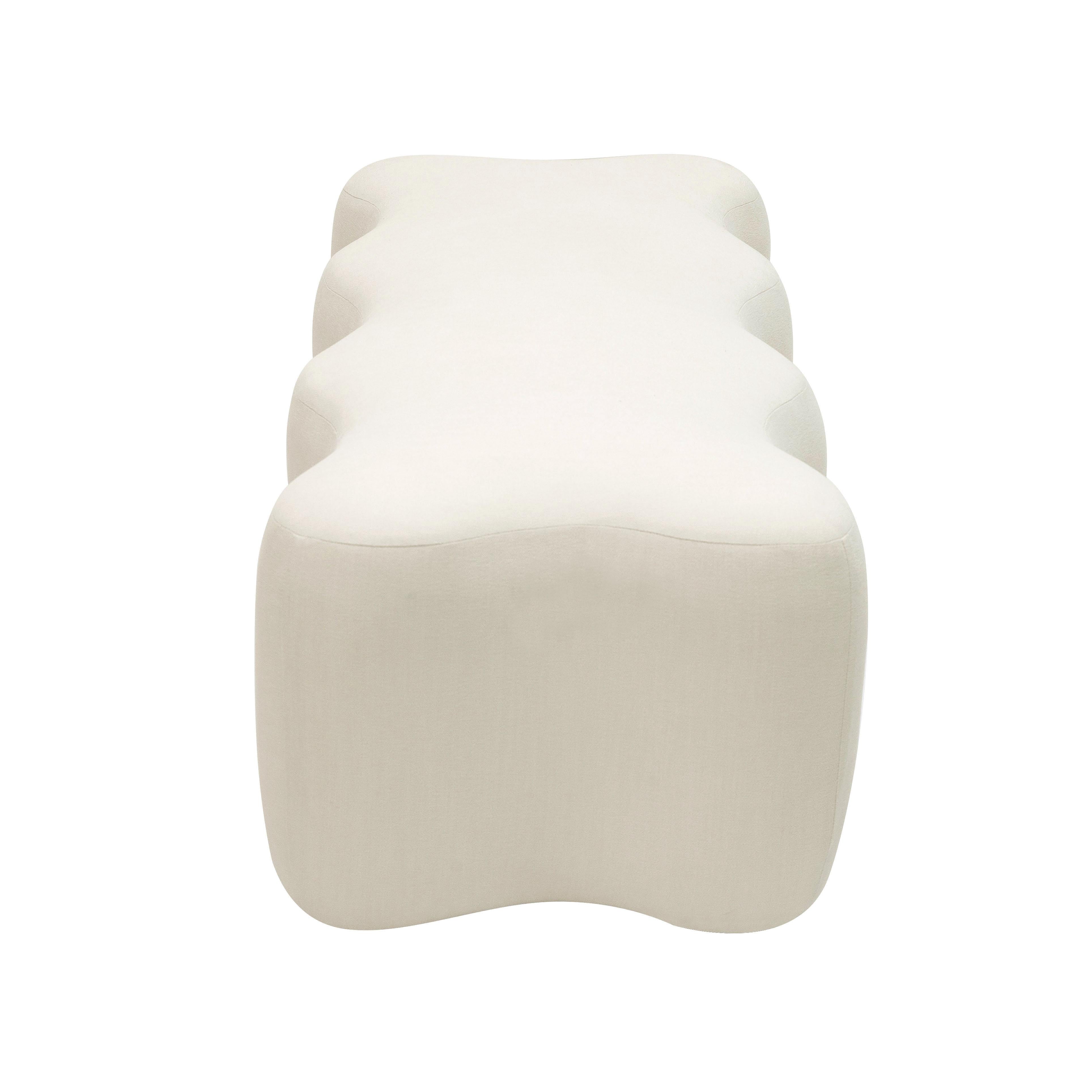 Archie Upholstered Bench in Cream Linen - UK