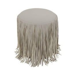 Shag Me Grey Performance Vegan Leather Ottoman
