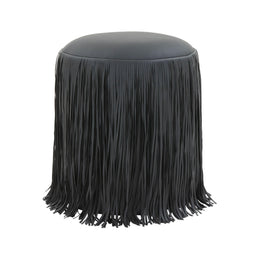 Shag Me Black Performance Vegan Leather Ottoman