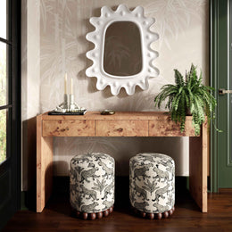 Dex Cream Leopard Jacquard Ottoman