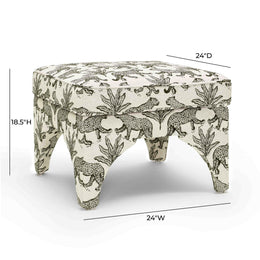 Raji Cream Leopard Jacquard Ottoman