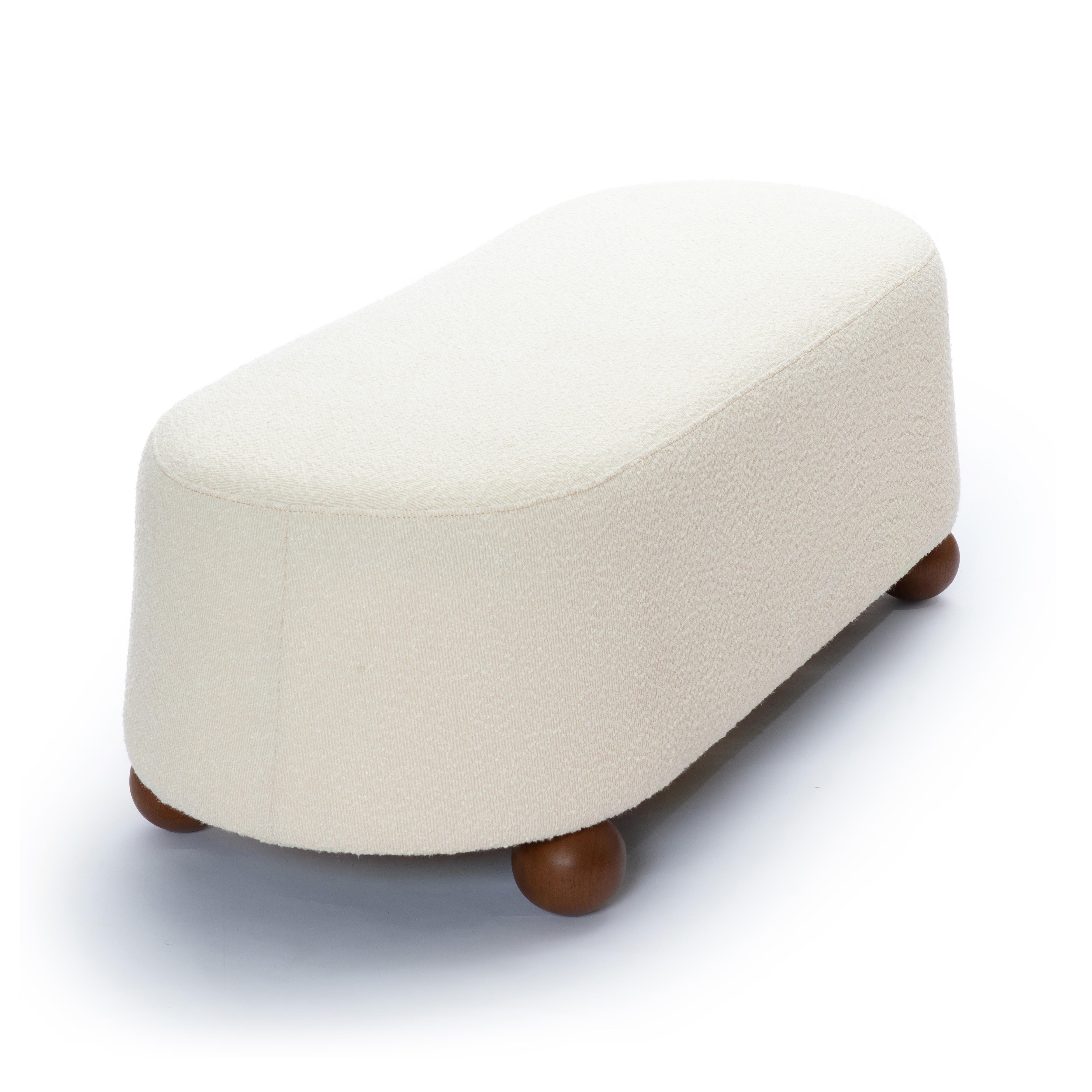 Jaine Cream Boucle Large Ottoman
