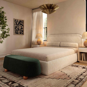 Jaine Forest Green Boucle Large Ottoman