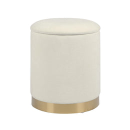 Zoe Cream Chenille Storage Ottoman