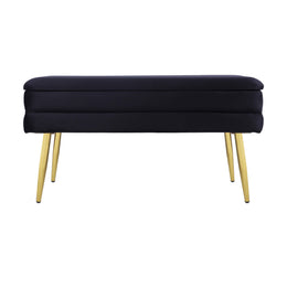 Ziva Black Velvet Storage Bench