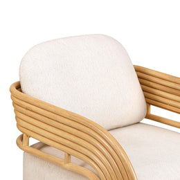 Lauretta Cream Fabric and Natural Rattan Accent Chair