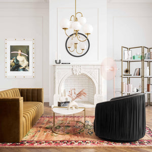 London Black Pleated Swivel Chair - UK