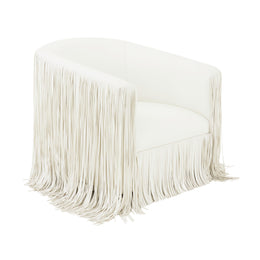 Shag Me Ivory Performance Vegan Leather Swivel Chair