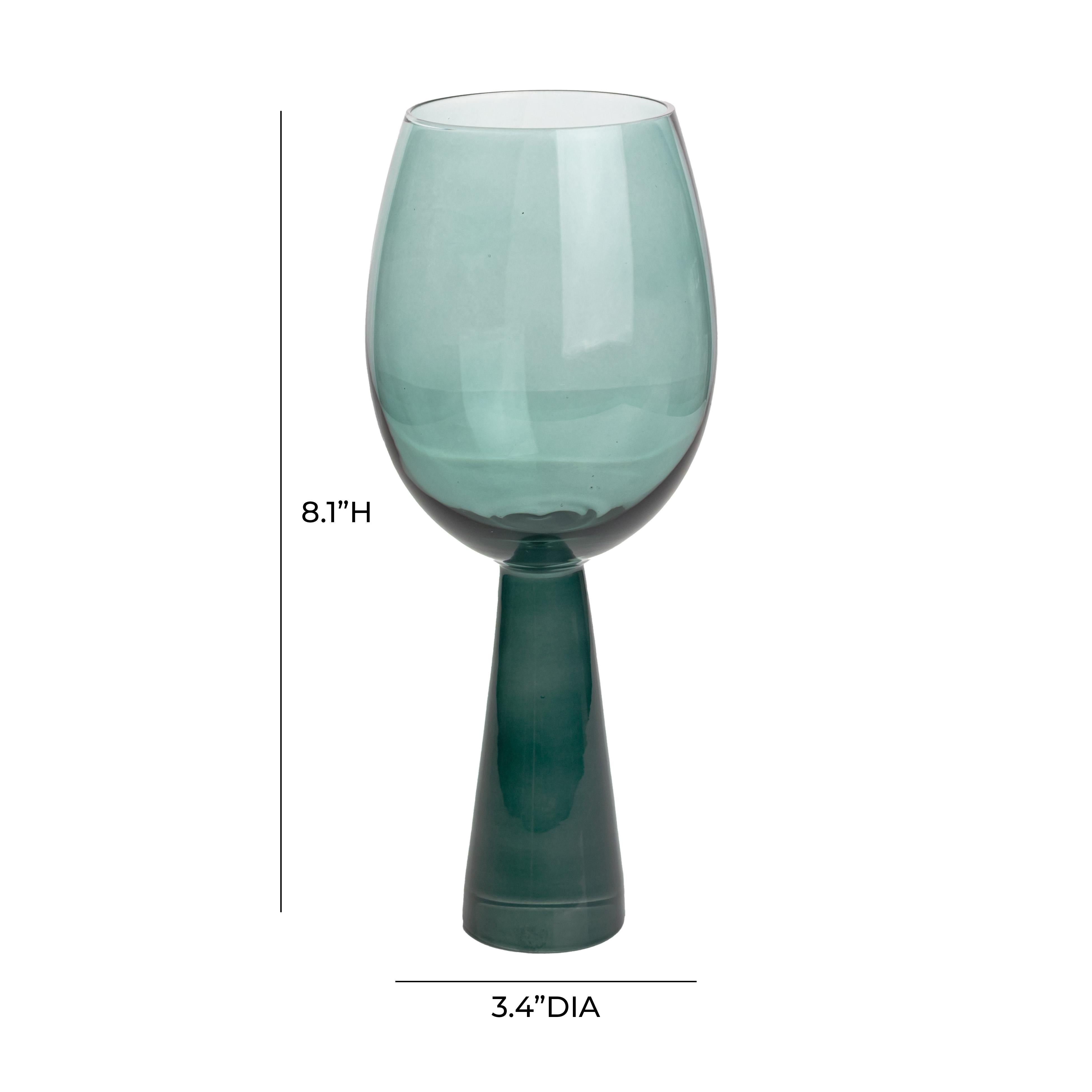 Rose Green Wine Glasses - Set of 4