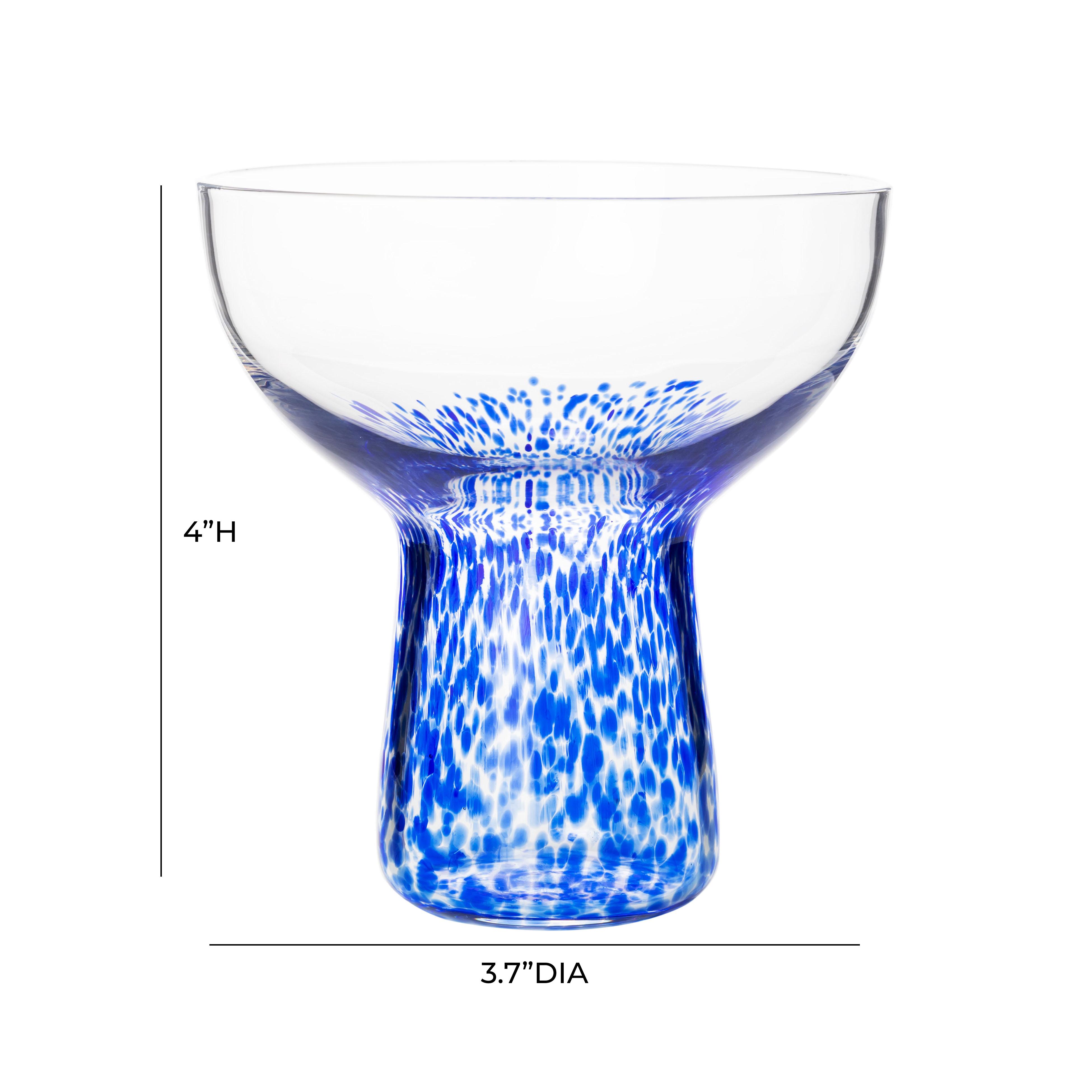 Dottie Blue Dots Handblown Cocktail Glass - Set of 4