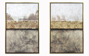 Hand Painted Textured Canvas In Frame (Set) Curated Canvas