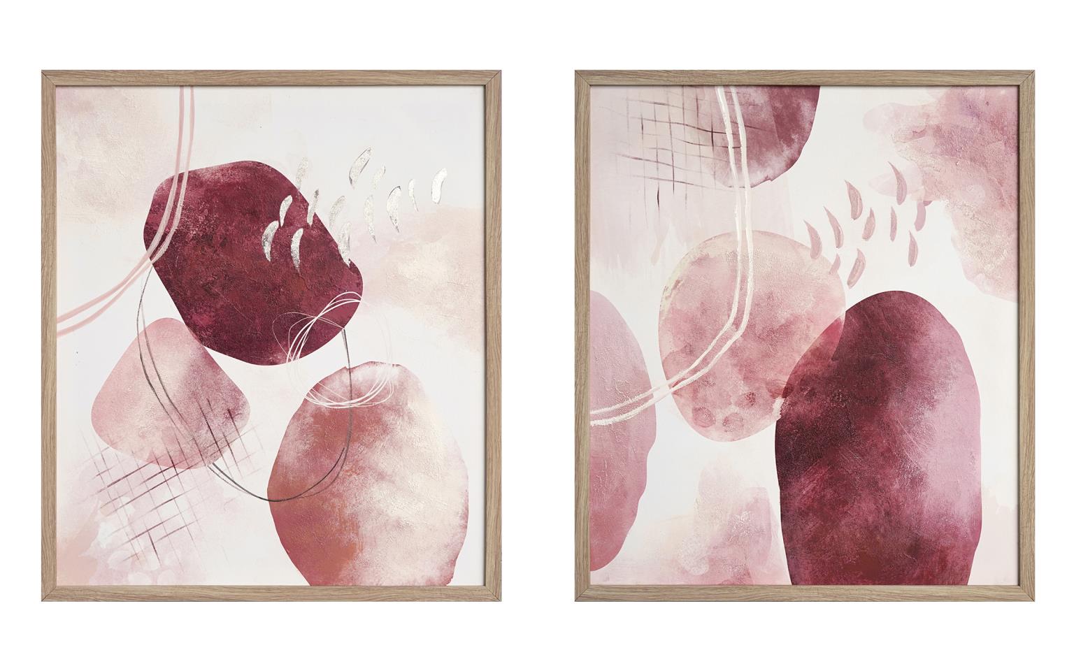 Hand Painted Textured Canvas In Frame (Set) Curated Canvas