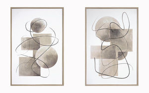Hand Painted Textured Canvas In Frame (Set) Curated Canvas