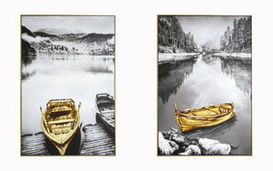 Hand Painted Textured Canvas In Frame (Set) Curated Canvas