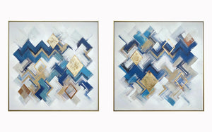Hand Painted Textured Canvas In Frame (Set) Curated Canvas